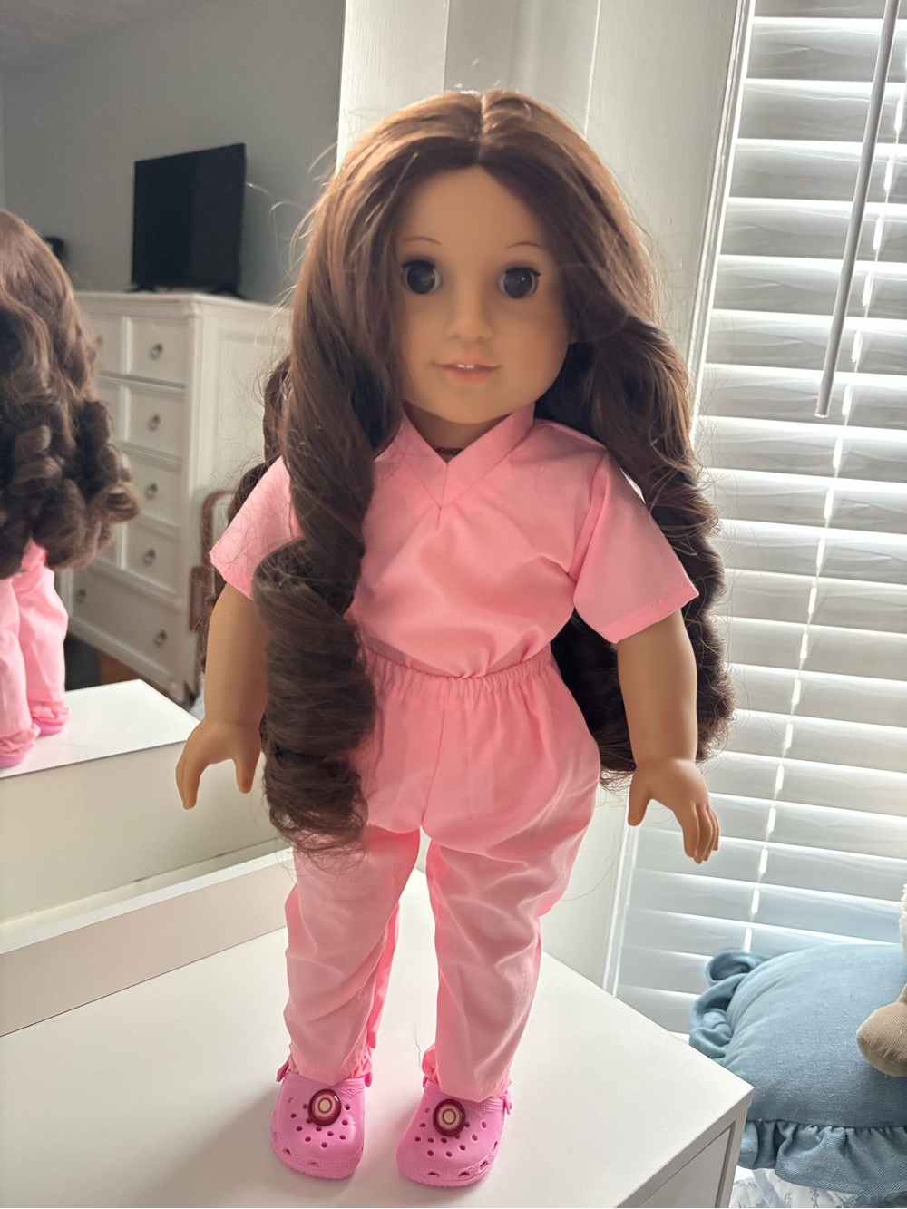 American Girl Pink Scrub Outfit with Matching Clogs